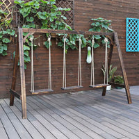 Outdoor Solid Wood Swing Chair for Patio Yard Balcony - Anti-Corrosion Multi-Person Rocking Chair