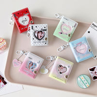 Korean Style Gradient Heart Hollow Mini Photo Album Keychain for ID Photos and Stickers