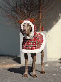 Christmas Pet Cloak for Dogs, Warm Winter Outfit with Plush Lining for Large Breeds