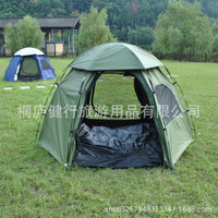 3-in-1 Double Layer Hexagonal Camping Tent for 6 People, Family Outdoor Shelter