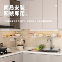 Kitchen Wall-Mounted Pull-Down Storage Rack with Drainer and Pot Holder for Cabinets
