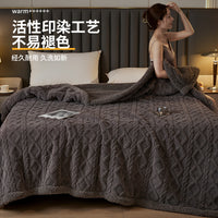 Thickened Flannel Fleece Blanket for Sofa Bed Office Nap Shawl Winter Warm Multi-functional Throw