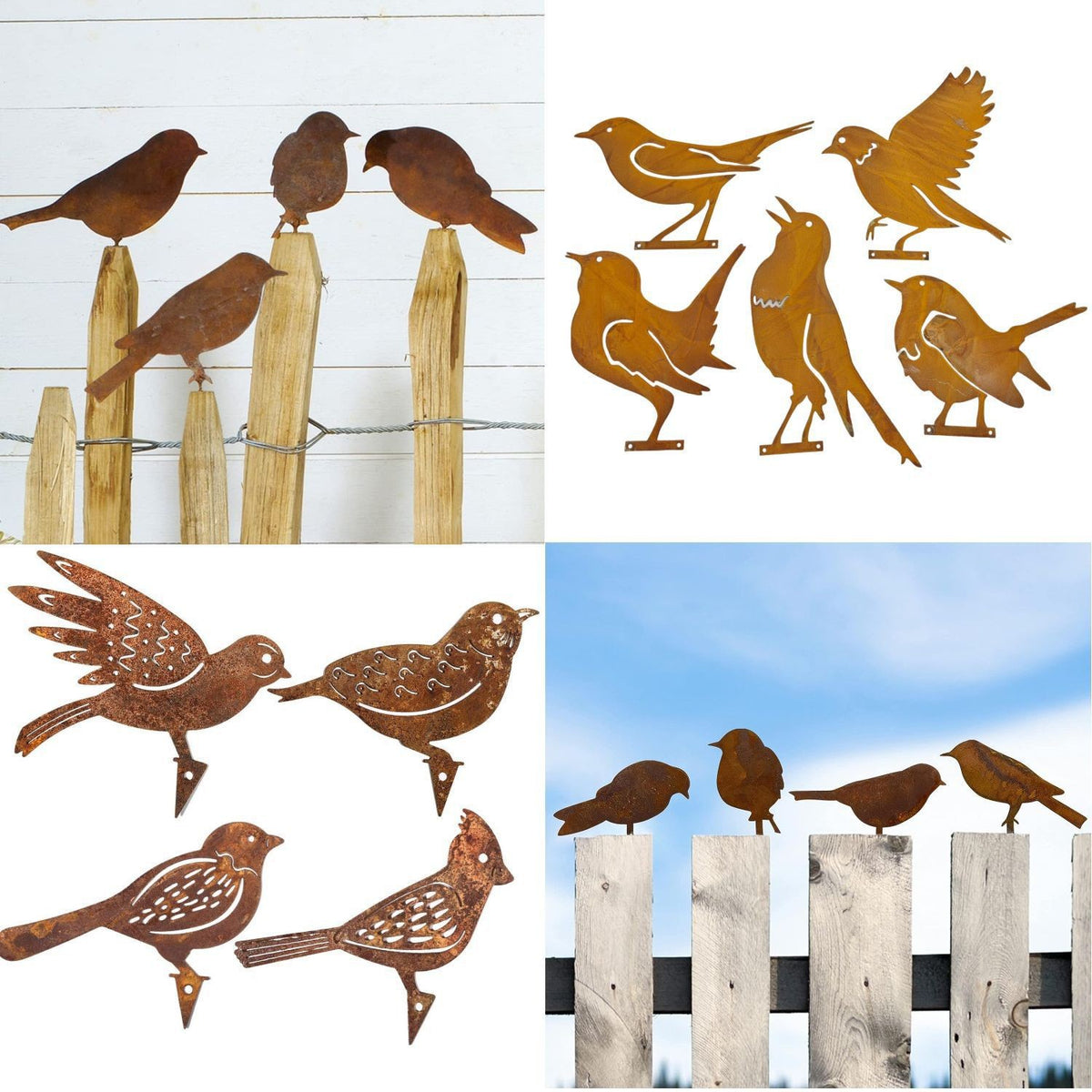 Rustic Metal Bird Silhouette Garden Decor for Trees and Outdoors