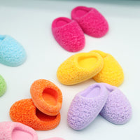 Dollhouse Miniature Flocked Cotton Slippers for OB11 Dolls