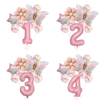 32-inch Matte Butterfly Number Foil Balloon Set for Birthday Party Decoration