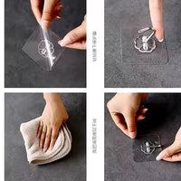 Strong Adhesive Transparent Wall Hooks for Kitchen and Bathroom, Punch-Free, Heavy Duty