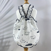 Pet Bubble Wrinkle Dress for Spring/Summer - Soft Princess Style with Cartoon Pattern