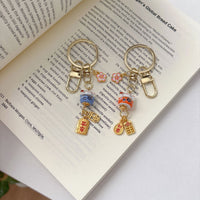 Lucky Cat Ceramic Keychain with Fan Design for Car Keys, Bags, and Accessories