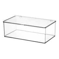 Stackable Clear Desktop Storage Box with Lid for Tea Bags, Coffee Pods, Snacks