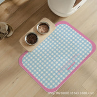 Dopamine Plaid Diatomaceous Earth Pet Feeding Mat - Quick Dry, Splash-Proof, Absorbent, Easy Clean