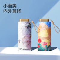 Compact UPF50+ UV Protection Sun Umbrella for Travel, 6-Fold Mini Flat Design