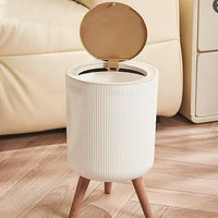 Tall Leg Wood Grain Smart Sensor Trash Can for Home and Office