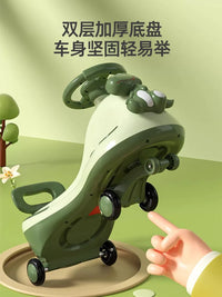 Kids' Ride-On Swing Car with Silent Flashing Wheels and Music, Ages 1-6, Anti-Rollover Design