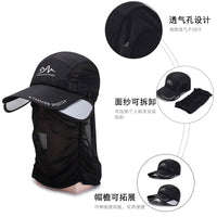 Unisex Detachable Neck Flap Sun Protection Baseball Cap with Retractable Brim