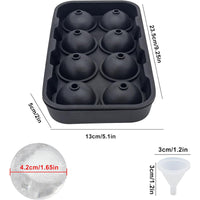 8-Cavity Silicone Sphere Ice Cube Tray with Funnel for Cocktails and Drinks