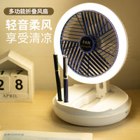Foldable USB Rechargeable Mini Fan with Night Light for Home, Dorm, and Outdoor Use