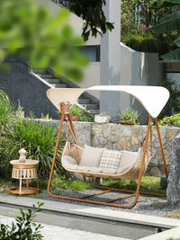 Outdoor Patio Swing Chair with Coffee Table, Double Seater Hanging Basket Chair for Garden Balcony