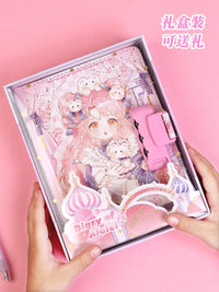 Cute Password Lock Notebook for Girls, Thickened Diary Book for Students, Hand Ledger Memo Book