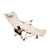 Outdoor Adjustable Reclining Folding Chair with Armrests, Portable Sit-Back Chair for Camping, Fishing, and Beach Use
