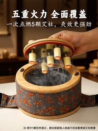 Wooden Moxibustion Box for Waist and Abdomen, Portable Home Use Moxa Therapy Device