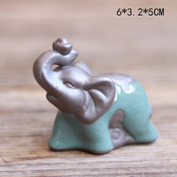 Ge Kiln Ceramic Succulent Planter Pot with Zen Tea Pet Ornament for Car Dashboard & Home Decor