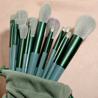 13-Piece Makeup Brush Set with Bag - Blush, Eyeshadow, Lip, Concealer, Contour Brushes
