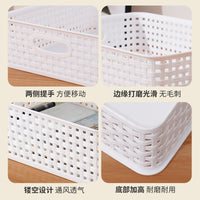 Stackable Woven Plastic Storage Baskets for Snacks, Cosmetics, and Sundries