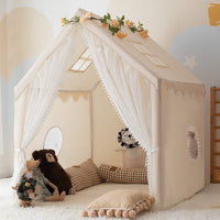 Kids' Indoor Play Tent with Mat, Princess Castle Playhouse for Boys and Girls