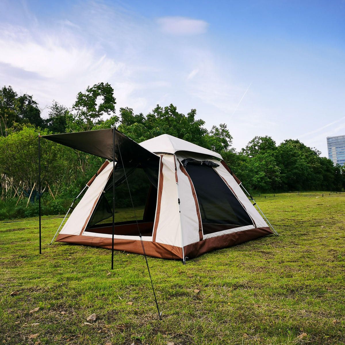 Automatic Pop-Up Camping Tent with Sun Protection and Rainproof Features, Portable Folding Design for Outdoor Expeditions