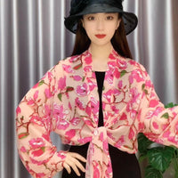 2023 New Wide Sleeve Sun Protection Shawl Ice Silk Chiffon UV Protection Cardigan