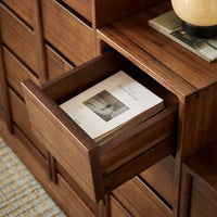 Nordic Black Walnut Solid Wood Nightstand Chest of Drawers for Living Room Bedroom Storage