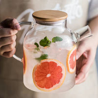 Borosilicate Glass Pitcher Set with Lid for Cold Water, Fruit, and Flower Tea