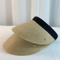 Women's Straw Sun Visor Hat UV Protection Wide Brim Outdoor Beach Cap