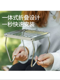 Portable Folding Camping Grill Stand Mini Gas Stove Rack Stainless Steel Burner Support