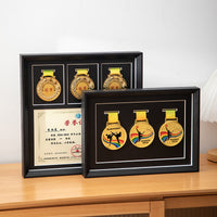 Wooden Medal Display Frame for Marathon Awards & Badges - Tabletop or Wall Mount