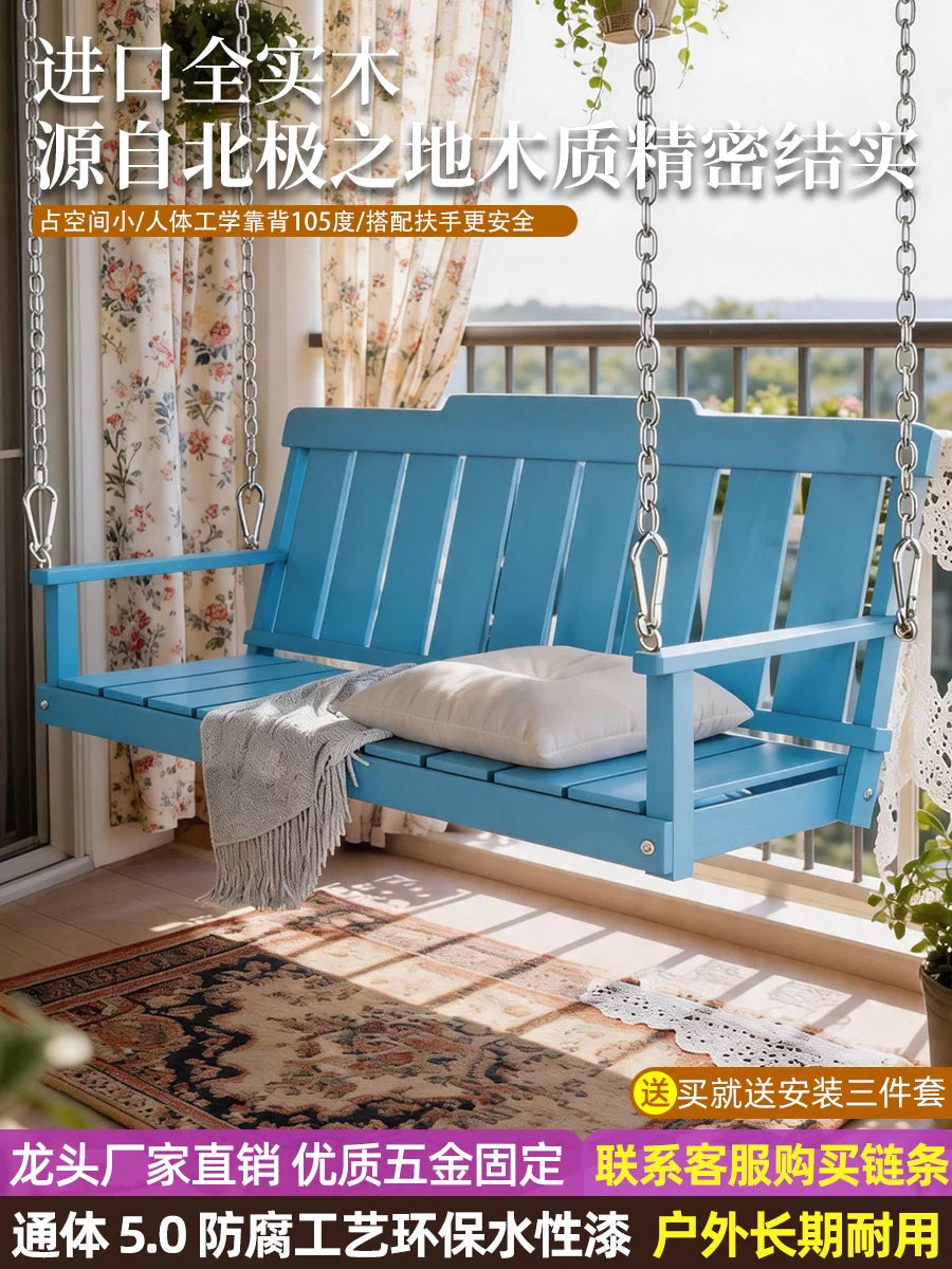 Indoor/Outdoor Wooden Swing Chair for Kids and Adults - Hanging Basket Design