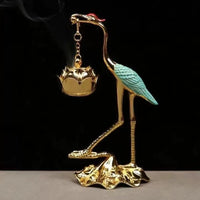 Auspicious Cloud Red-Top Crane Incense Burner Hanging Censer for Indoor Home Decor