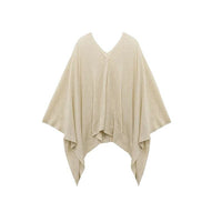 Women's Linen Blend Knit Shawl Cape for Sun Protection