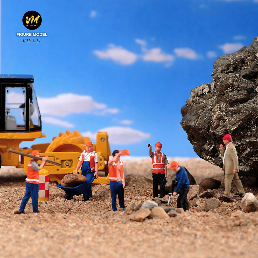 VM 1:50/1:64 Construction Worker Figures Miniature Scene Model Hand-Painted