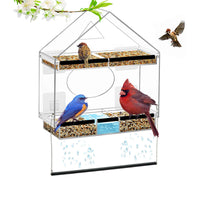 Acrylic Transparent Bird Feeder for Parrots Wall-Mounted Suction Cup Design