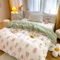 100% Cotton Duvet Cover, 40-Thread Count, Floral Print, Soft Breathable Bedding for Dorms and Guest Houses