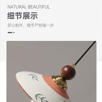 Vintage Hand-Painted Ceramic Pendant Light for Dining Room, Bar, and Entryway