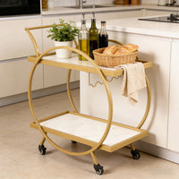Modern Nordic Gold Iron Art Bar Cart with Wine Glass Rack for Dining Room Living Room Hotel