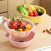 Double-Layer Kitchen Strainer Basket with Bowl for Washing Vegetables and Fruits