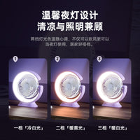 Portable USB Rechargeable Desktop Fan with LED Light, Strong Airflow Mini Circulator