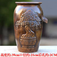 Ceramic Hydroponic Planter with Filter for Fish and Plants, Gourd-Shaped Terracotta Pot