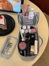 Large Capacity Travel Cosmetic Bag with Compartments, Portable Toiletry Handbag for Business Trips