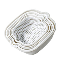 Double-Layer Vegetable Washing Basin Drain Basket Kitchen Fruit Strainer Household Leakage Artifact Six-Piece Set