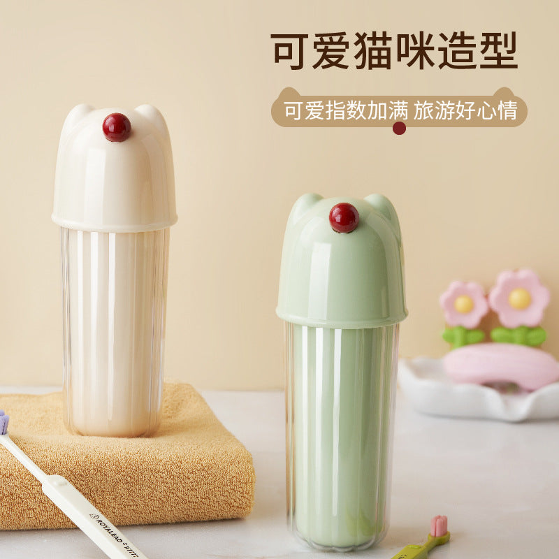 3-in-1 Portable Travel Toothbrush Holder and Mouthwash Cup Set
