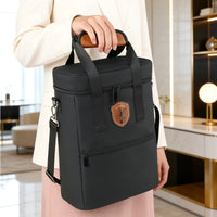 Insulated Wine Carrier Bag for Outdoor Picnic and Travel - Double Bottle Capacity